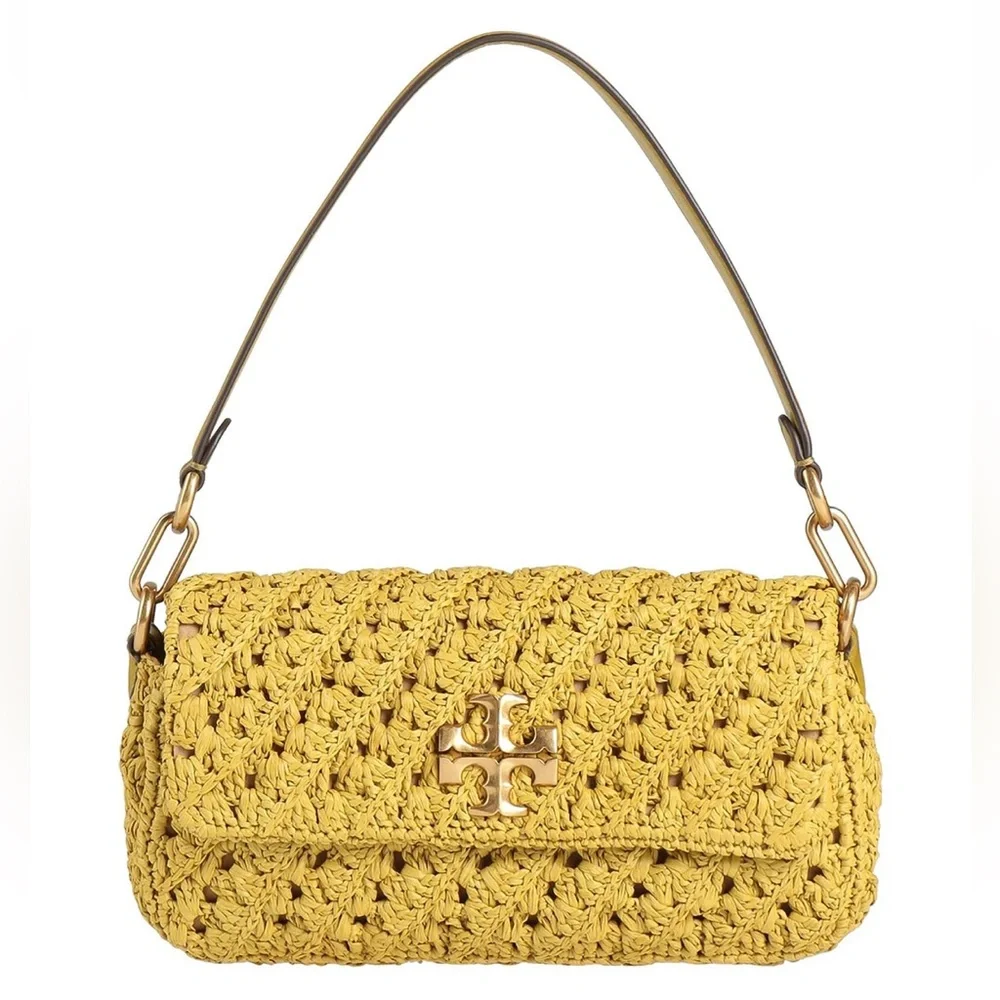 TORY BURCH Kira Raffia Crochet Shoulder Bag